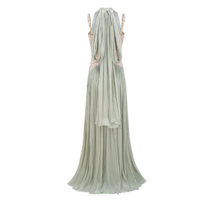 Aurohaya Gwenaëlle Green Rhinestone Panel Maxi Dress