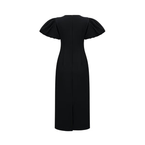 Aurohaya Irène sequined floral-embroidered midi dress in Black