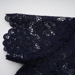 Aurohaya Ariane Navy Crochet-lace Midi Dress