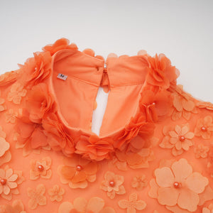 Aurohaya Orphée orange faux-flower mini dress