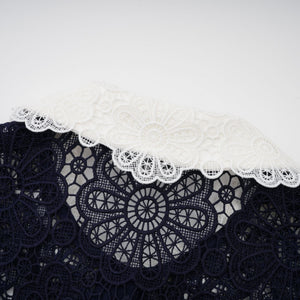 Aurohaya Ariane Navy Crochet-lace Midi Dress