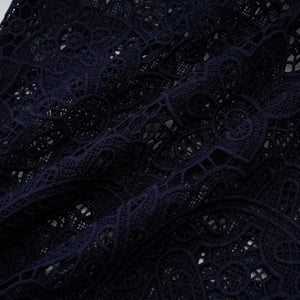 Aurohaya Ariane Navy Crochet-lace Midi Dress