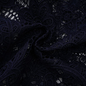 Aurohaya Ariane Navy Crochet-lace Midi Dress
