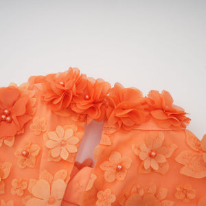 Aurohaya Orphée orange faux-flower mini dress