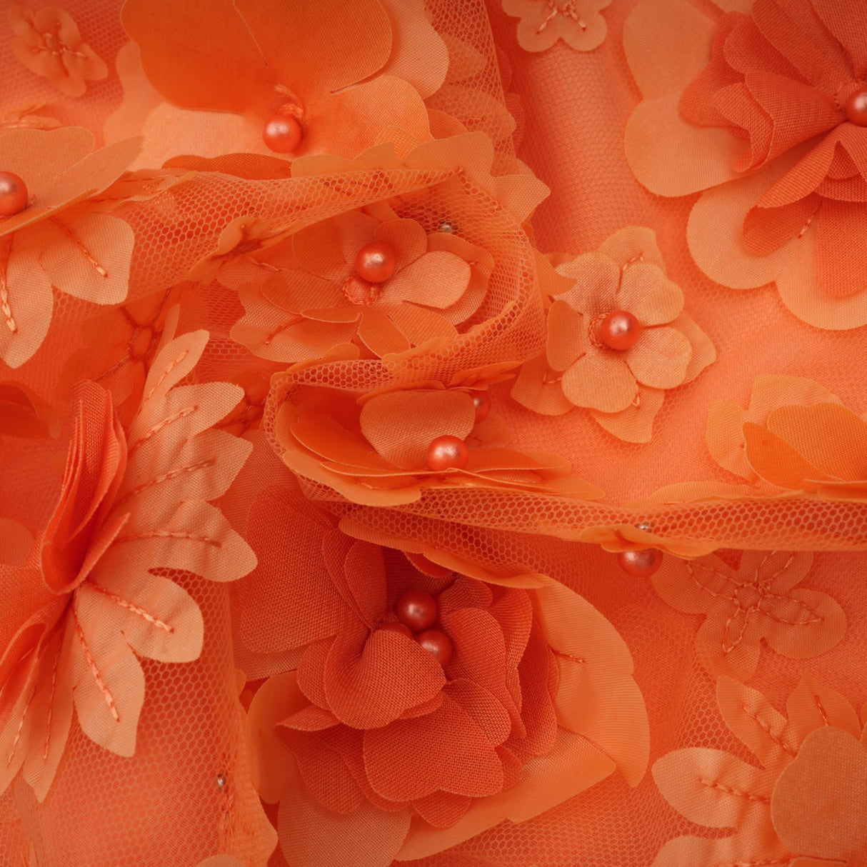 Aurohaya Orphée orange faux-flower mini dress