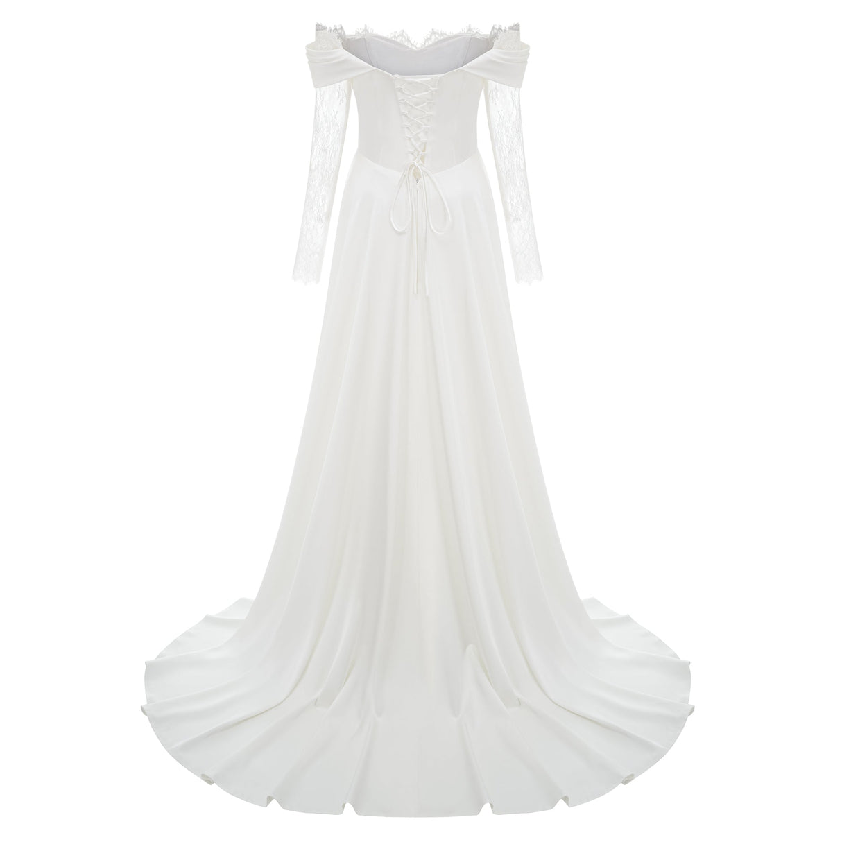 Aurohaya Víctor White Off-Shoulder Lace Panel Maxi Dress