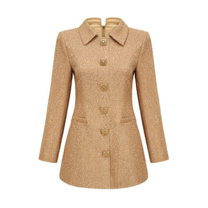 Aurohaya Morgane tweed long-sleeve mini dress