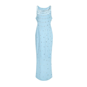Aurohaya Meris Blue Crystal Embellished Maxi Gown