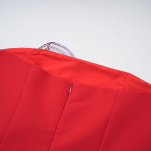 Aurohaya Irène Sequin Embroidered Off-Shoulder Midi Dress in Red