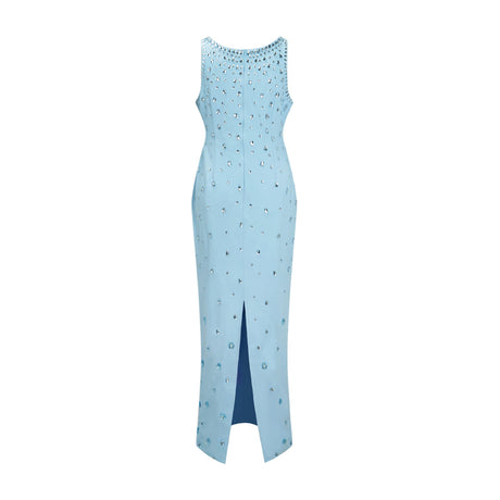 Aurohaya Meris Blue Crystal Embellished Maxi Gown
