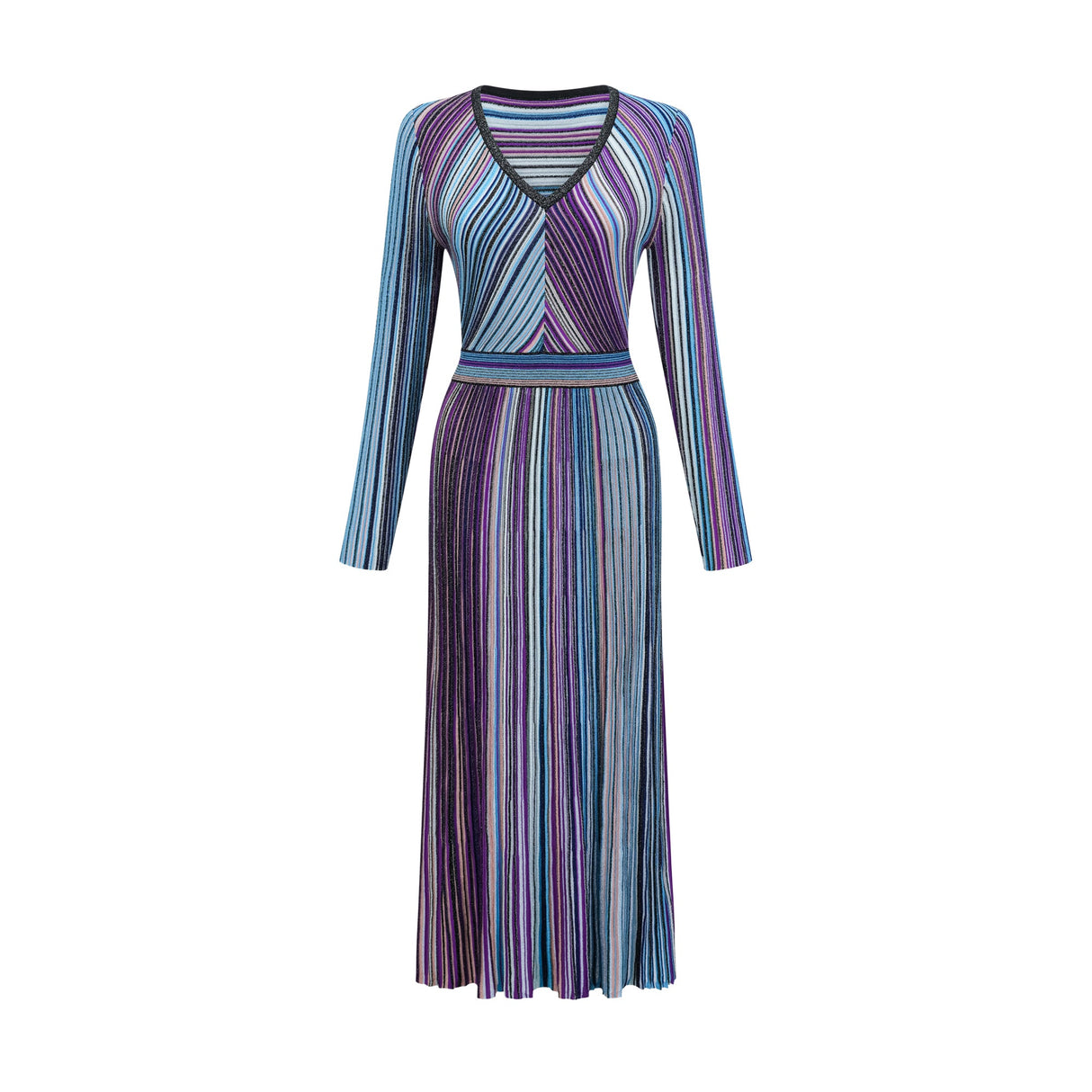 Aurohaya Mathilde metallic pleated midi dress in Blue
