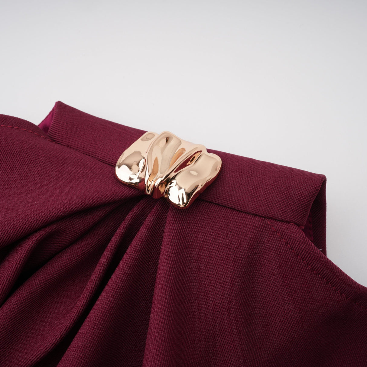 Aurohaya Wren Burgundy Asymmetrical Cape Maxi Dress