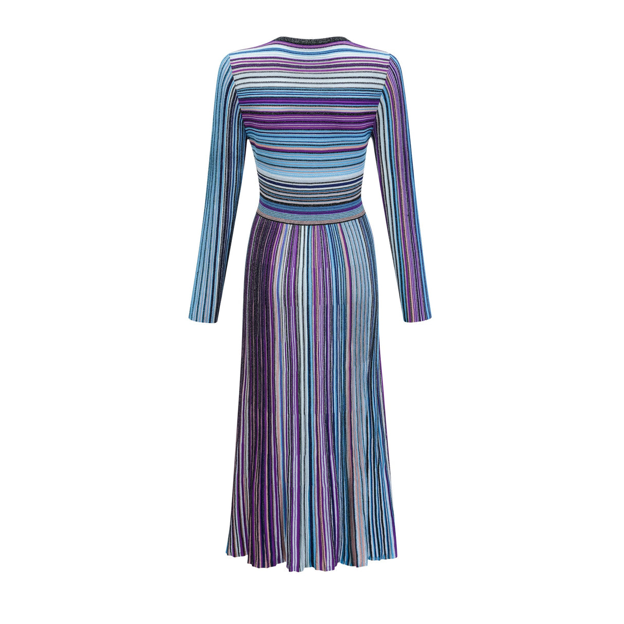 Aurohaya Mathilde metallic pleated midi dress in Blue