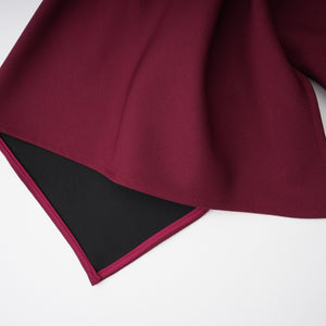 Aurohaya Wren Burgundy Asymmetrical Cape Maxi Dress