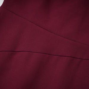 Aurohaya Wren Burgundy Asymmetrical Cape Maxi Dress