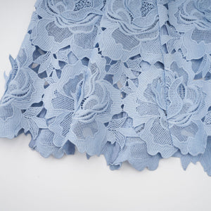 Aurohaya Aurore Blue Floral Appliqué Lace Midi Dress