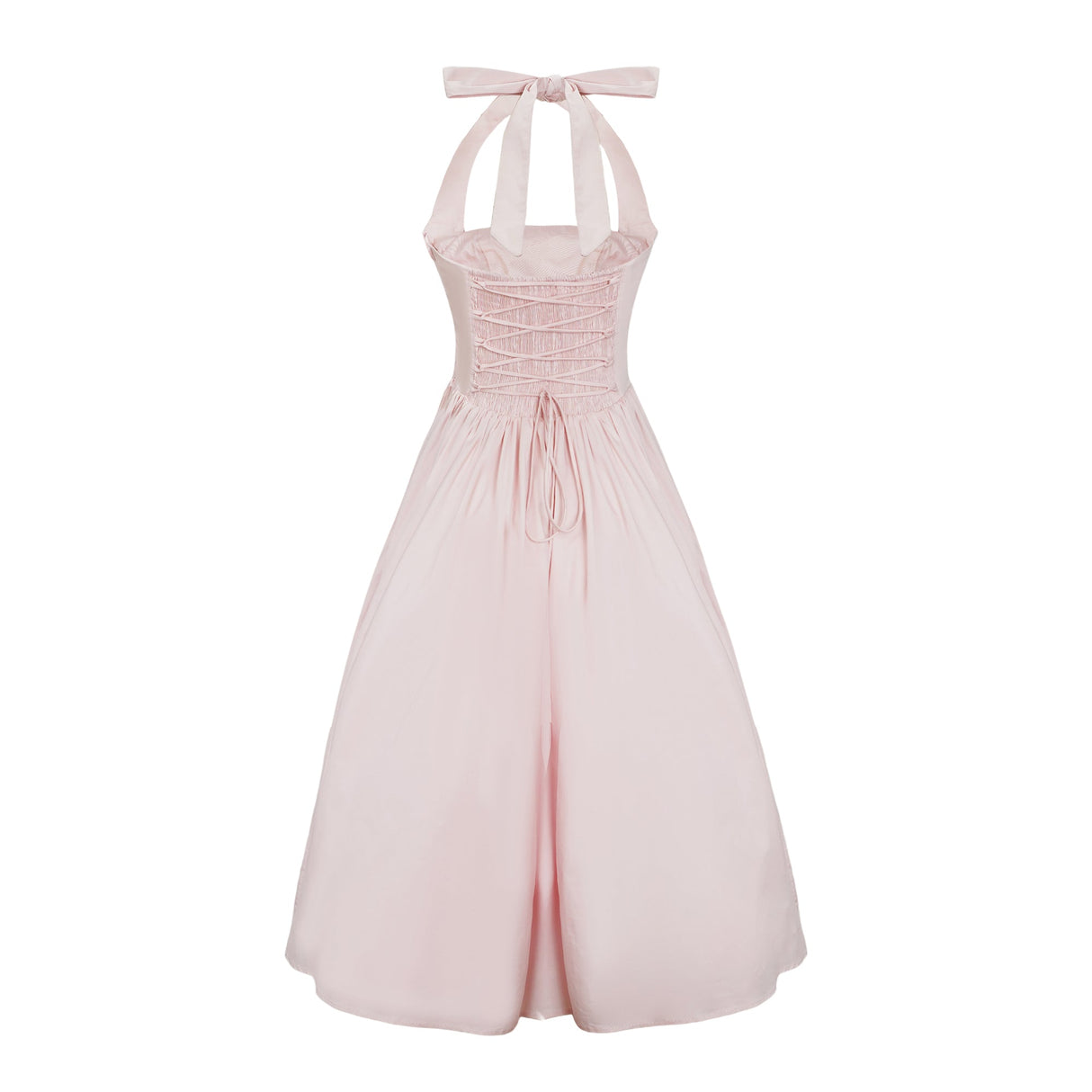 Aurohaya Eponine Pink Layered Flared Hem Midi Dress