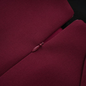 Aurohaya Wren Burgundy Asymmetrical Cape Maxi Dress