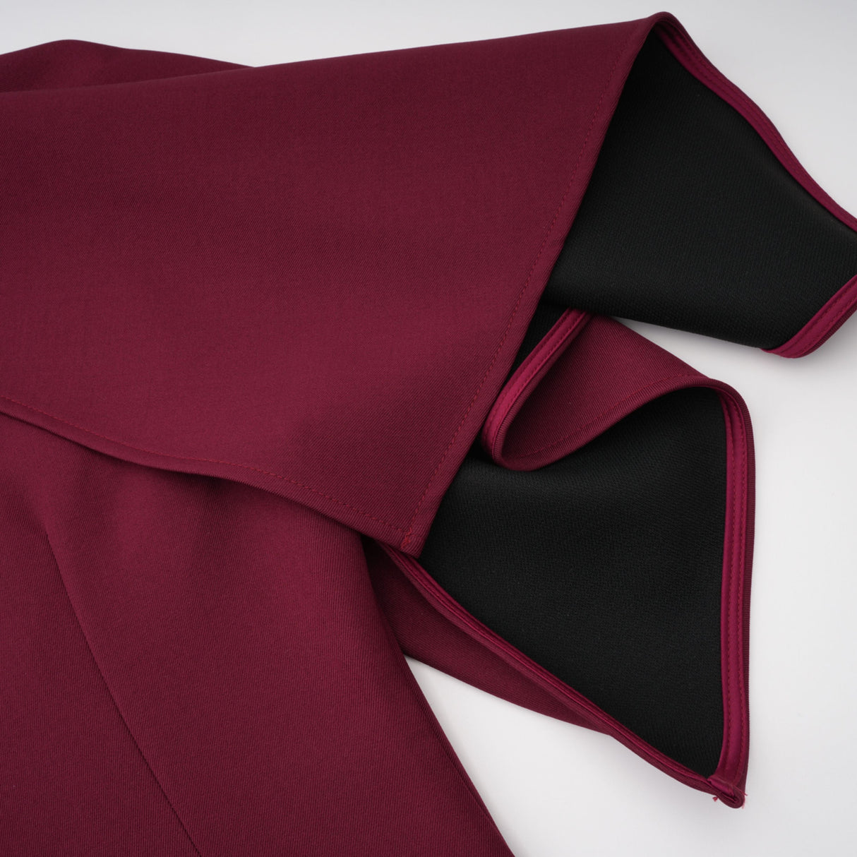 Aurohaya Wren Burgundy Asymmetrical Cape Maxi Dress