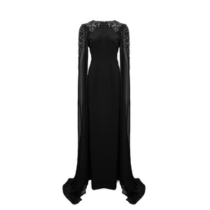 Aurohaya Yseult Black Embellished Maxi Gown