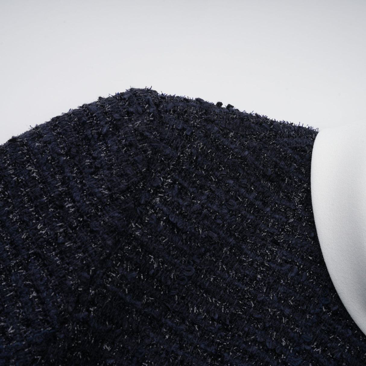 Aurohaya Fiona Navy Blue Embellished Tweed Mini Dress