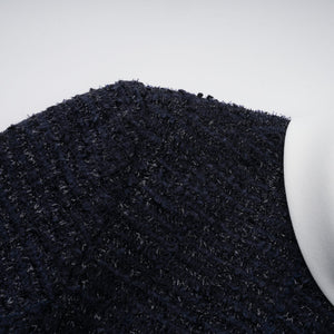 Aurohaya Fiona Navy Blue Embellished Tweed Mini Dress