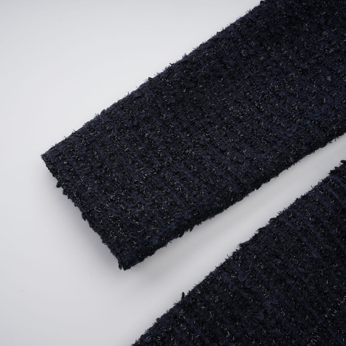Aurohaya Fiona Navy Blue Embellished Tweed Mini Dress