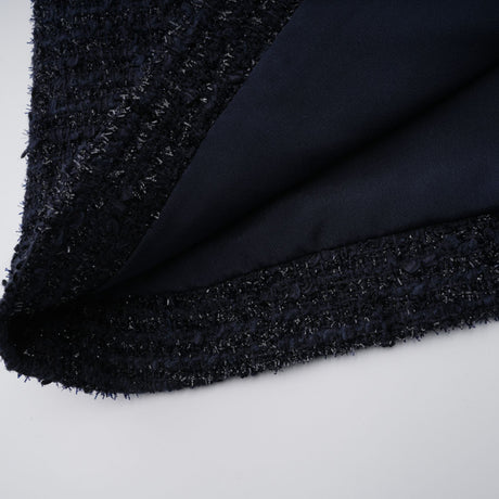 Aurohaya Fiona Navy Blue Embellished Tweed Mini Dress