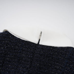 Aurohaya Fiona Navy Blue Embellished Tweed Mini Dress