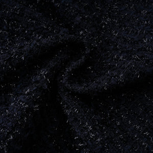 Aurohaya Fiona Navy Blue Embellished Tweed Mini Dress