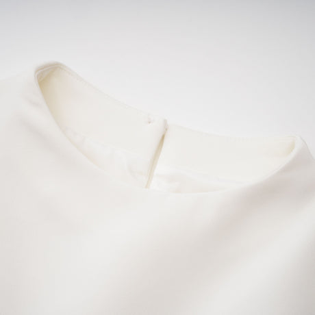 Aurohaya Kristveig White Cape Design Structured Mini Dress