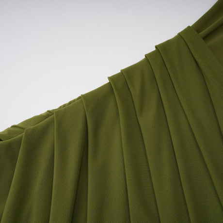 Aurohaya Arlette Green Asymmetrical Ruched Maxi Dress