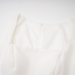 Aurohaya Kristveig White Cape Design Structured Mini Dress