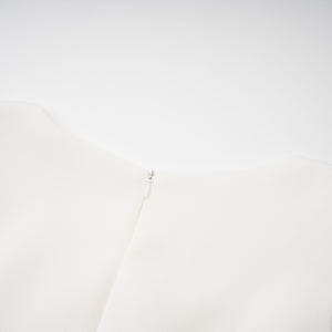 Aurohaya Kristveig White Cape Design Structured Mini Dress