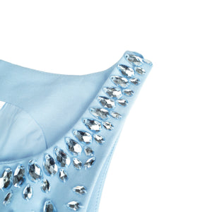 Aurohaya Meris Blue Crystal Embellished Maxi Gown