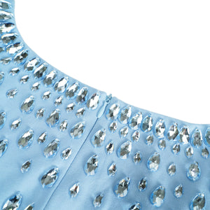 Aurohaya Meris Blue Crystal Embellished Maxi Gown