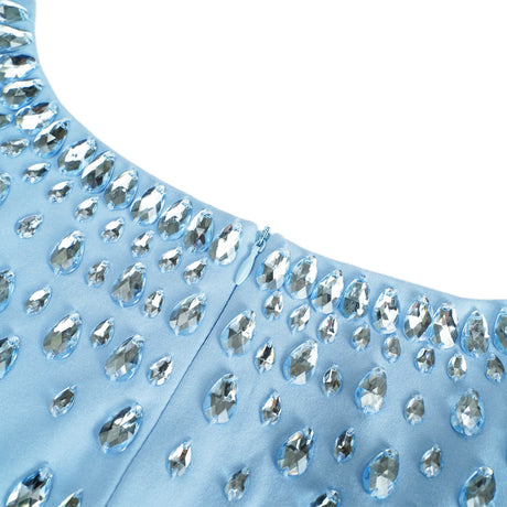 Aurohaya Meris Blue Crystal Embellished Maxi Gown