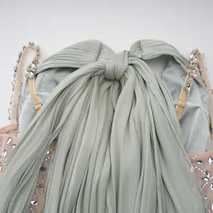 Aurohaya Gwenaëlle Green Rhinestone Panel Maxi Dress