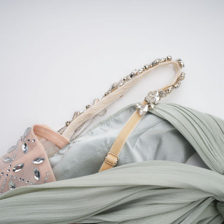 Aurohaya Gwenaëlle Green Rhinestone Panel Maxi Dress