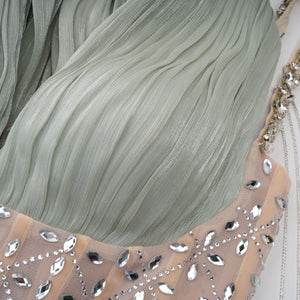 Aurohaya Gwenaëlle Green Rhinestone Panel Maxi Dress