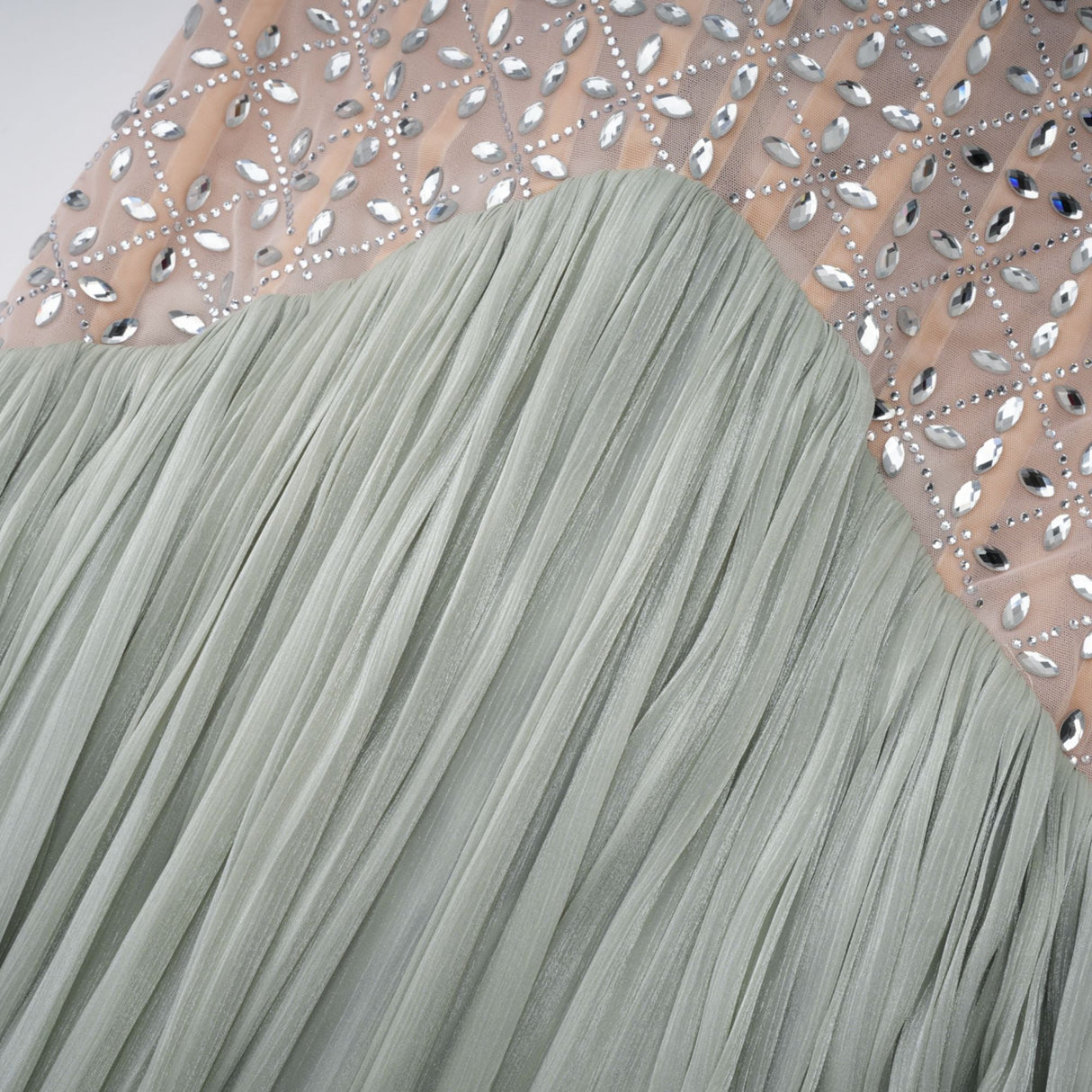 Aurohaya Gwenaëlle Green Rhinestone Panel Maxi Dress
