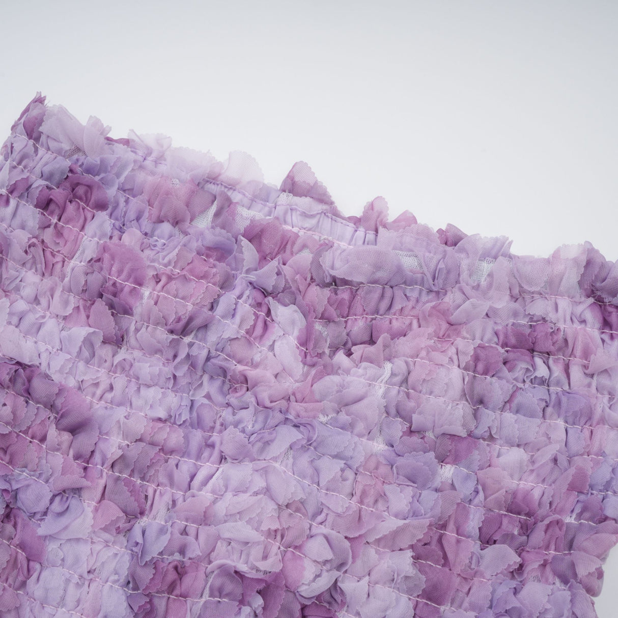 Aurohaya Mylène purple 3D-petal tiered tulle mini dress