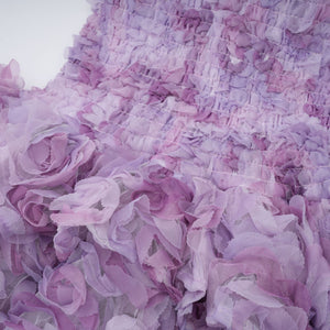 Aurohaya Mylène purple 3D-petal tiered tulle mini dress
