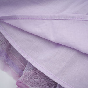Aurohaya Mylène purple 3D-petal tiered tulle mini dress