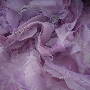 Aurohaya Mylène purple 3D-petal tiered tulle mini dress