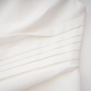 Aurohaya Blossom White One Shoulder Ruched Midi Dress
