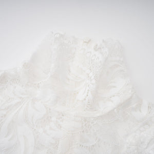 Aurohaya Airelle White Satin Panel Lace Maxi Dress