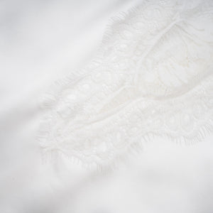 Aurohaya Airelle White Satin Panel Lace Maxi Dress