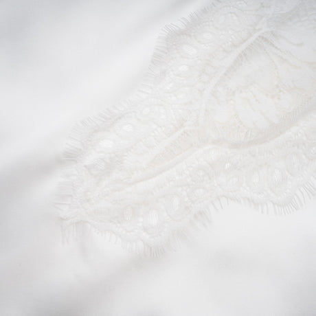 Aurohaya Airelle White Satin Panel Lace Maxi Dress