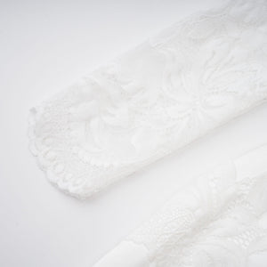 Aurohaya Airelle White Satin Panel Lace Maxi Dress